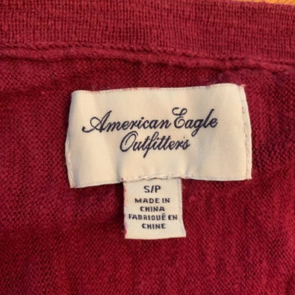American Eagle | Maroon Open-Front 3/4 Sleeve Cardigan or Sweater | Sz S - Picture 5 of 8